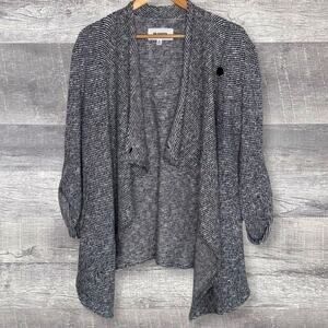 BB Dakota Anitra Draped Front Cardigan Sweater Womens M Black White Pockets